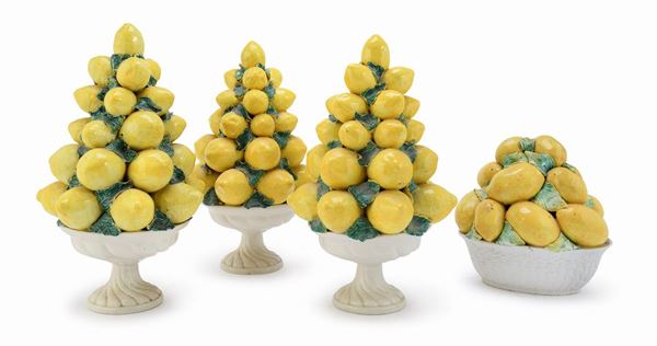 QUATTRO CENTROTAVOLA IN CERAMICA A LIMONI