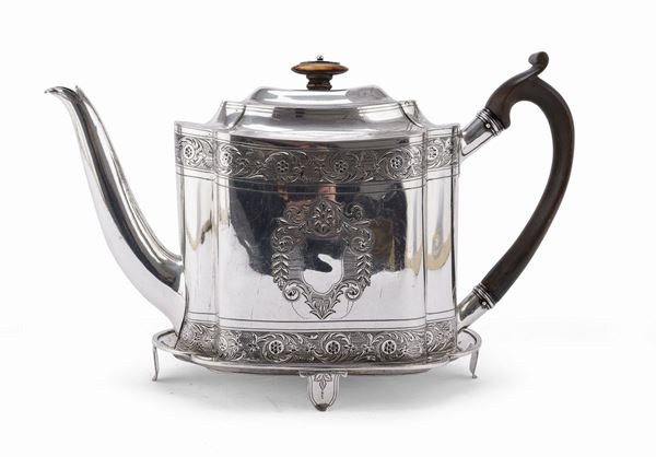 TEIERA CON SALVER IN ARGENTO, LONDRA GIORGIO III