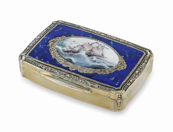 TABACCHIERA IN ARGENTO E SMALTI, SALIMBENI FIRENZE POST 1968