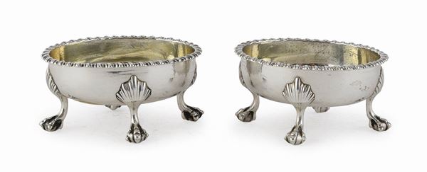 COPPIA DI SALIERE IN ARGENTO, LONDRA 1766