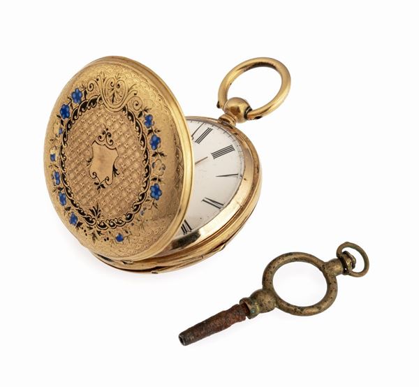OROLOGIO DA TASCHINO IN ORO E SMALTI