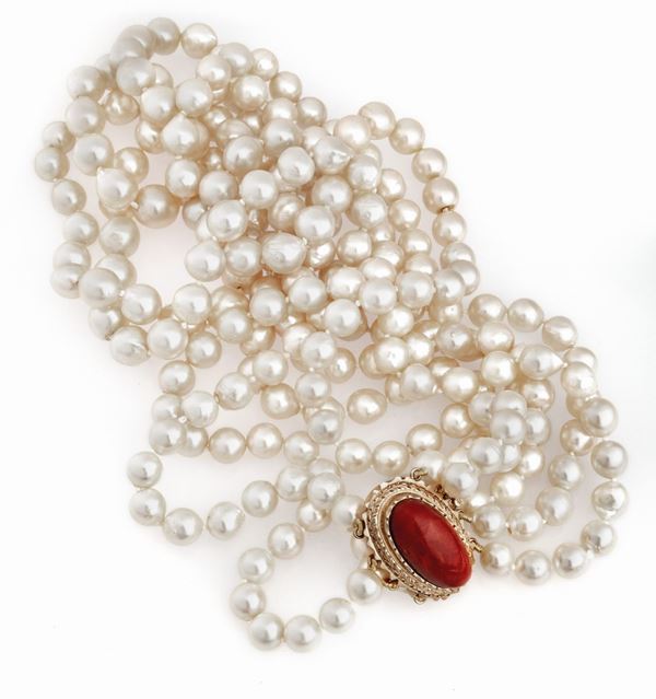 GIROCOLLO DI PERLE CON CORALLO