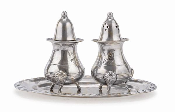 COPPIA DI SALIERINE IN SILVERPLATED, MORADABAD INDIA