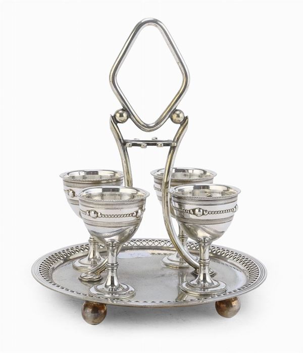 PORTAUOVA IN SILVERPLATED, LONDON ISLINGTON 1920 ca.