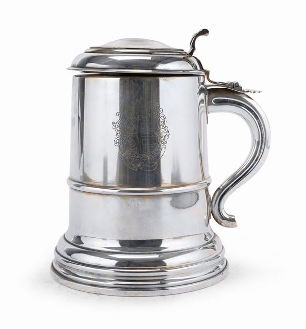GRANDE TANKARD IN SILVERPLATED, PROBABILMENTE INDIA