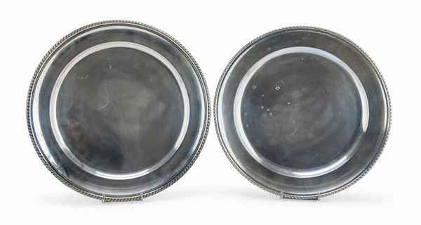 DUE PIATTI IN ARGENTO, MILANO FINE XX SECOLO