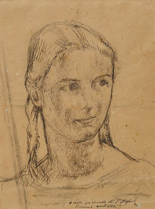 DISEGNO RITRATTO DI FABIOLA DI FERRUCCIO FERRAZZI, 1933