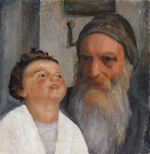DIPINTO PAP&#193; E FABIOLA PICCOLA DI FERRUCCIO FERRAZZI, 1926