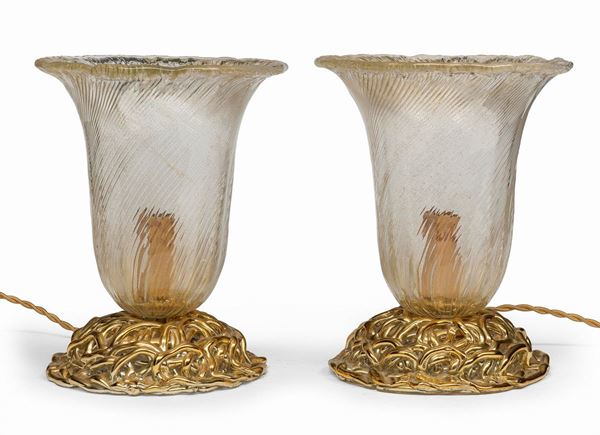 COPPIA DI LAMPADE DA TAVOLO, MURANO ANNI &#39;70