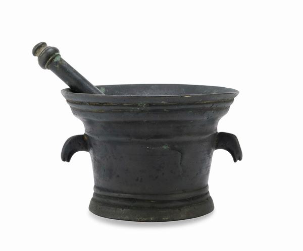 MORTAIO CON PESTELLO IN BRONZO, XVII SECOLO