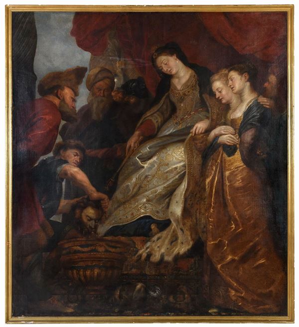 DIPINTO LA REGINA TOMIRI DELLA CERCHIA DI PIETRO PAOLO RUBENS