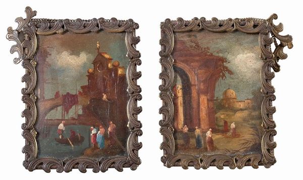 COPPIA DIPINTI VEDUTE VENEZIANE