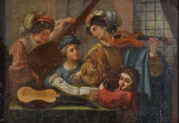 DIPINTO IL CONCERTO DI PITTORE FRANCESE