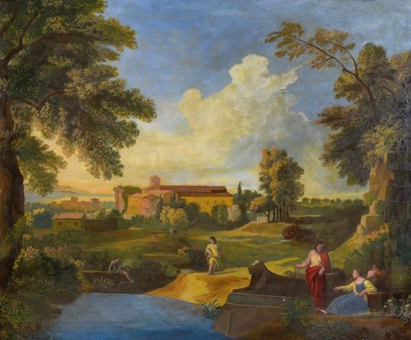DIPINTO PAESAGGIO DI STILE SETTECENTESCO