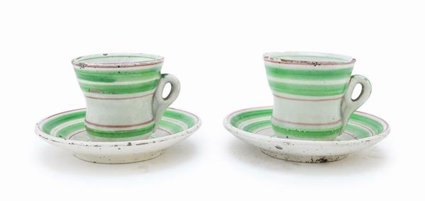 COPPIA DI TAZZINE IN MAIOLICA, PROBABILMENTE VENETO