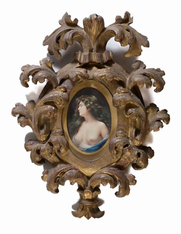 DIPINTO DONNA CON CORNICE BAROCCA