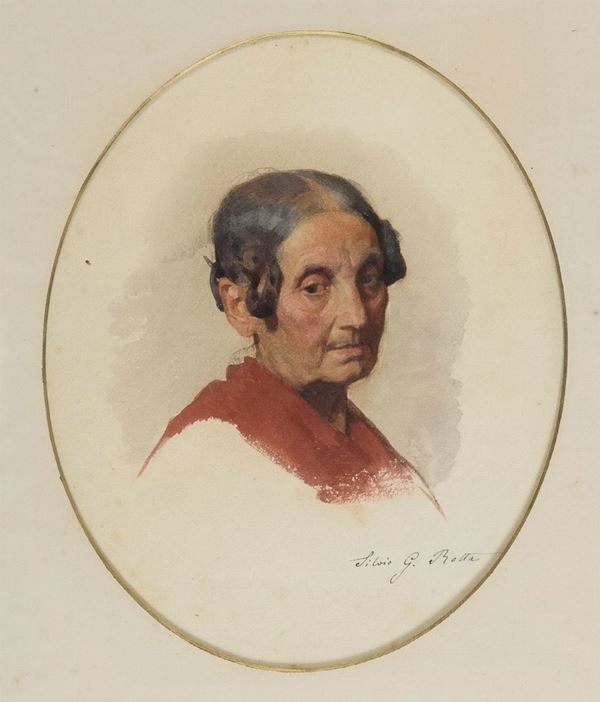 ACQUERELLO DONNA IN ROSSO DI SILVIO GIULIO ROTTA