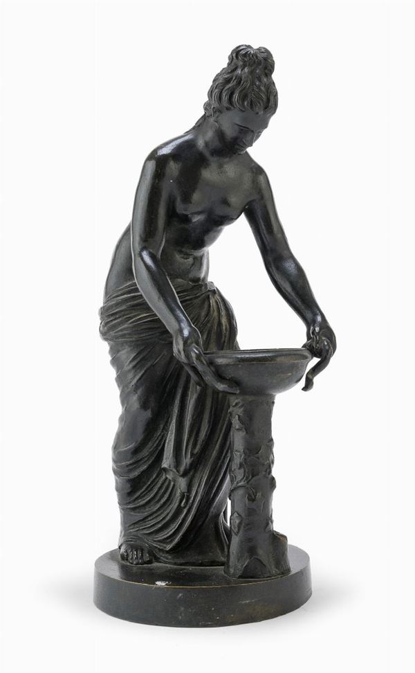 BRONZO ANCELLA CON BACILE