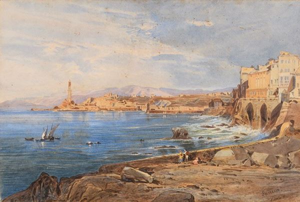 ACQUERELLO GOLFO DI GENOVA DI PITTORE INGLESE