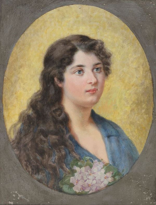 ACQUERELLO FANCIULLA DI EGISTO FERRONI