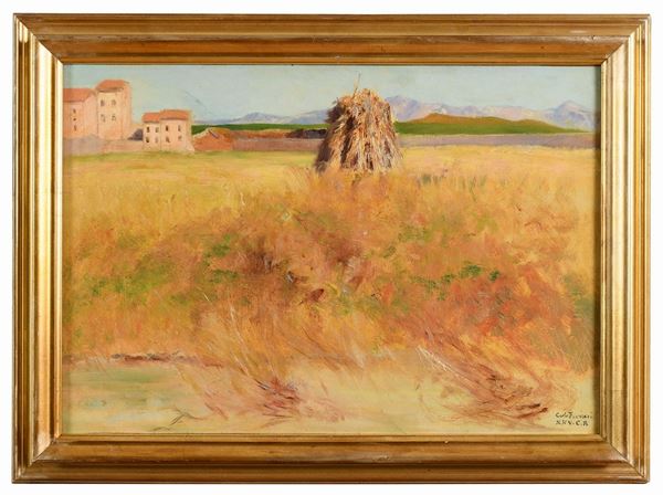 DIPINTO CAMPO DI GRANO DI CARLO FERRARI
