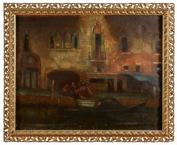 DIPINTO NOTTURNO A VENEZIA DI GENNARO FAVAI