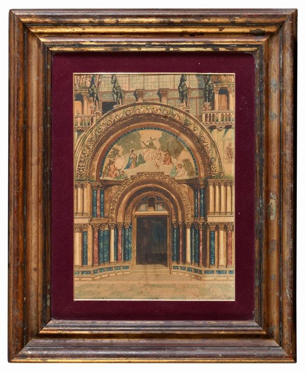 ACQUERELLO SAN MARCO A VENEZIA DI LEMMO ROSSI SCOTTI