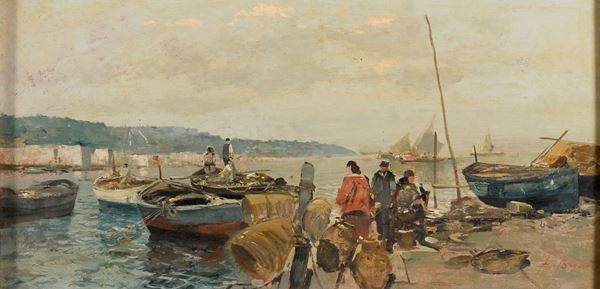 BARCHE E FIGURE PRESSO LA RIVA DI EZELINO BRIANTE