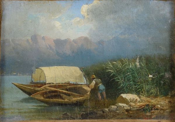 DIPINTO LAGO MONTANO DI UBERTO DELL&#39;ORTO