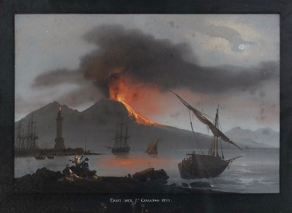 GOUACHE ERUZIONE DEL 1 GIUGNO 1833