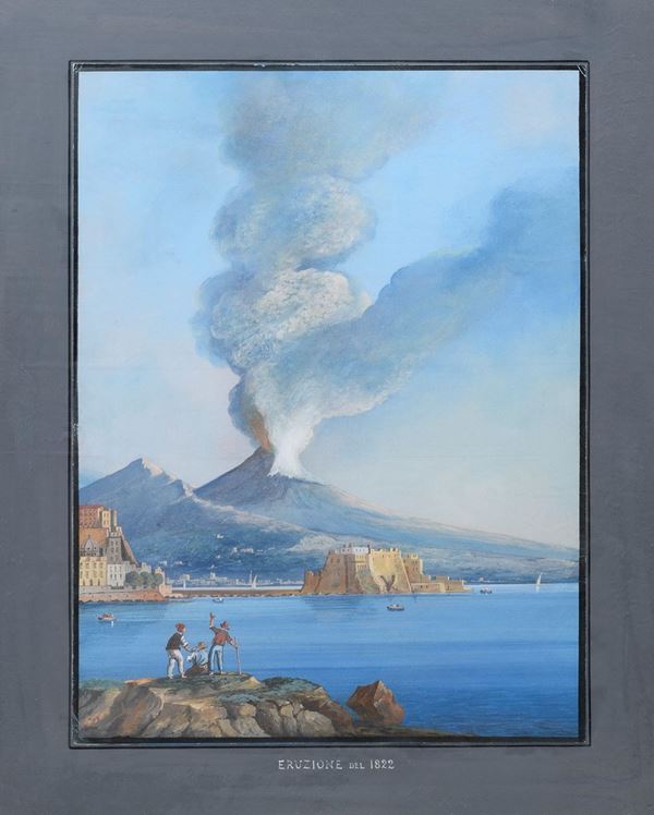 GOUACHE NAPOLETA ERUZIONE DEL 1822