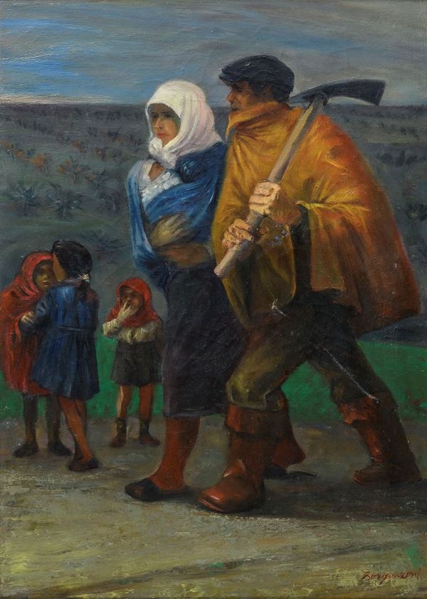 DIPINTO BRACCIANTE DI BORGONZONI ALDO