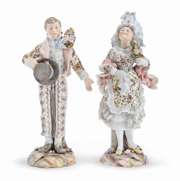 COPPIA DI FIGURE DI GIOVINETTI, PROBABILMENTE FRANCIA