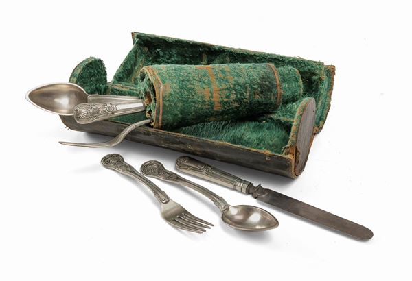 SET DI POSATE DA VIAGGIO, NAPOLI 1850 ca.