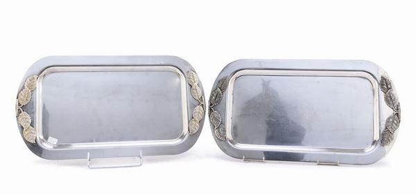 COPPIA DI VASSOI IN SILVERPLATED, CALLEGARO