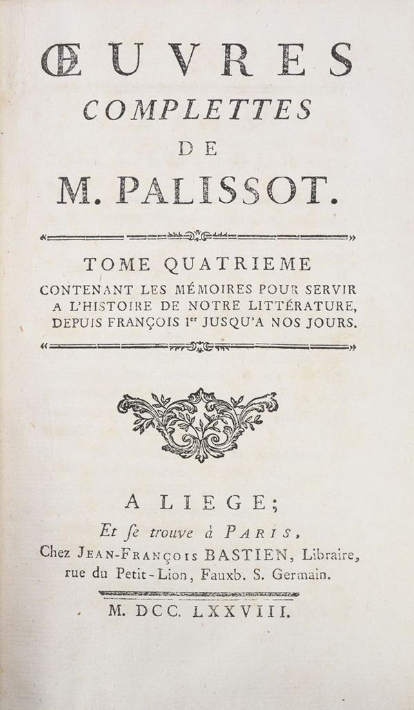 SETTE VOLUMI OPERE DI PALISSOT