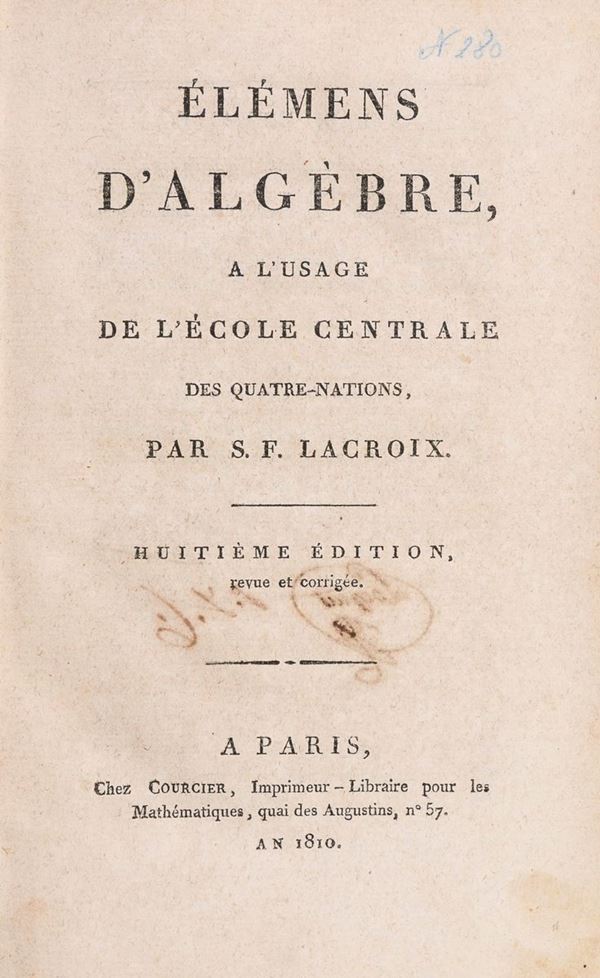 DUE VOLUMI ELEMENTI D&#39;ALGEBRA