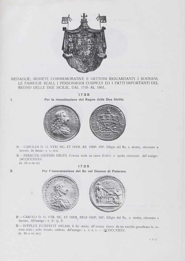 UN VOLUME MEDAGLIERE BORBONICO