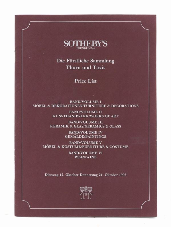 SETTE CATALOGHI ASTA SOTHEBY&#39;S THURN UN TAXIS