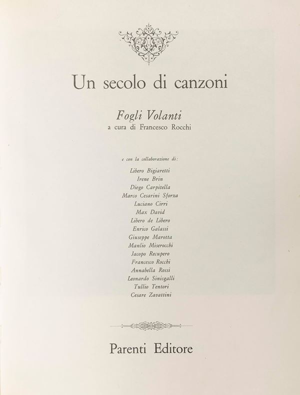 VOLUME UN SECOLO DI CANZONI