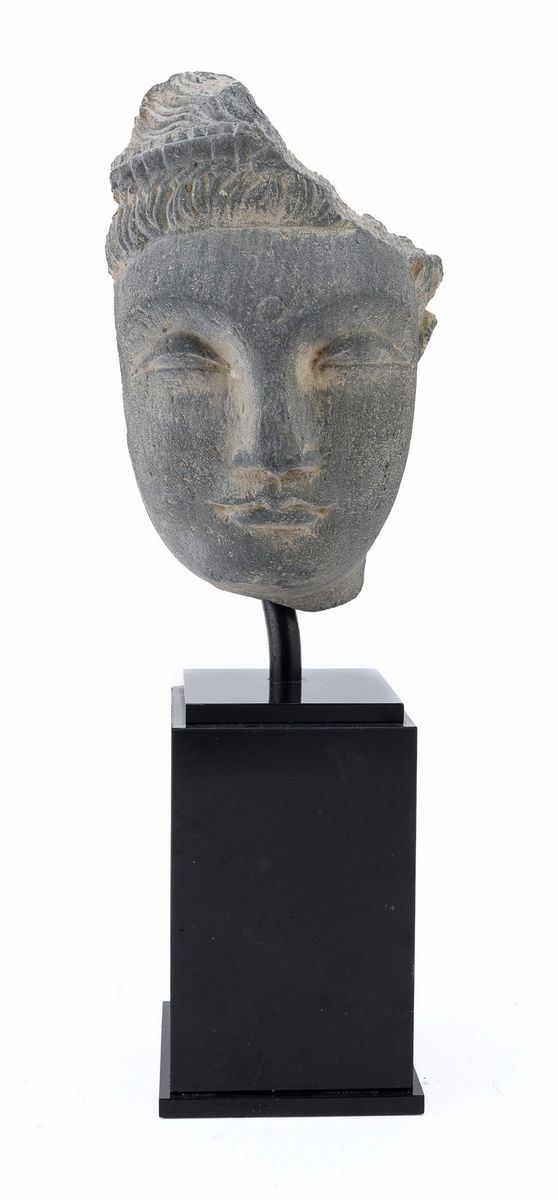 TESTA IN SCISTO, ARTE DEL GANDHARA II-III SECOLO D.C.