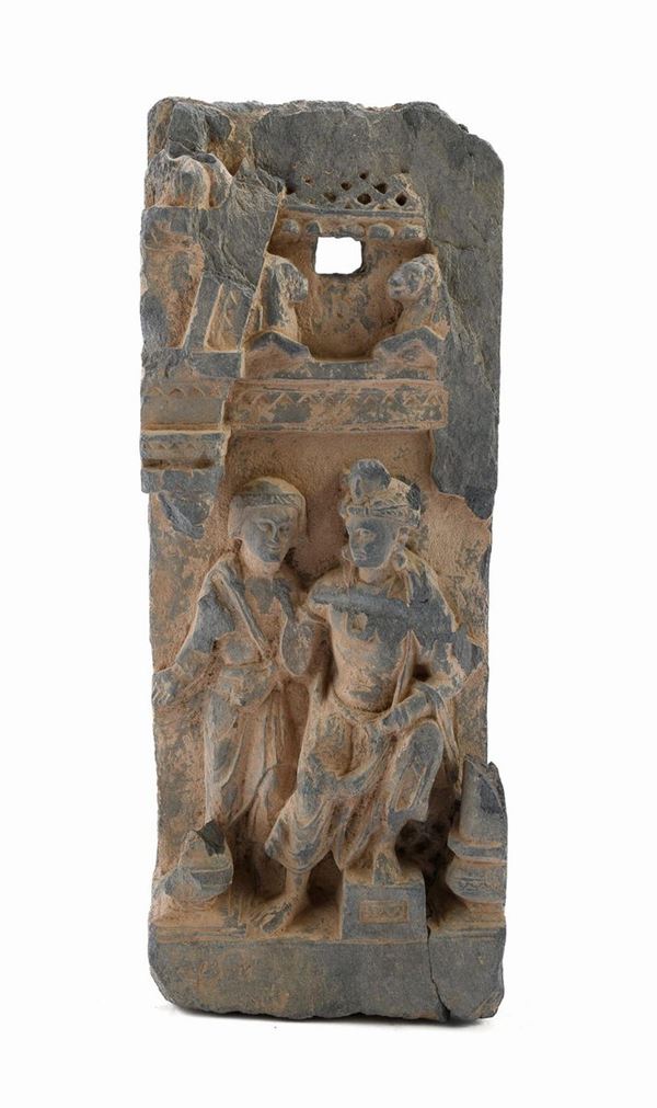 PANNELLO IN SCISTO, ARTE DEL GANDHARA II-III SECOLO D.C.