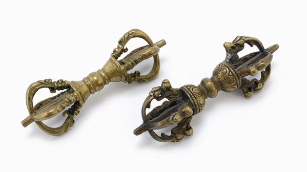 DUE VAJRA IN OTTONE, TIBET INIZI XX SECOLO