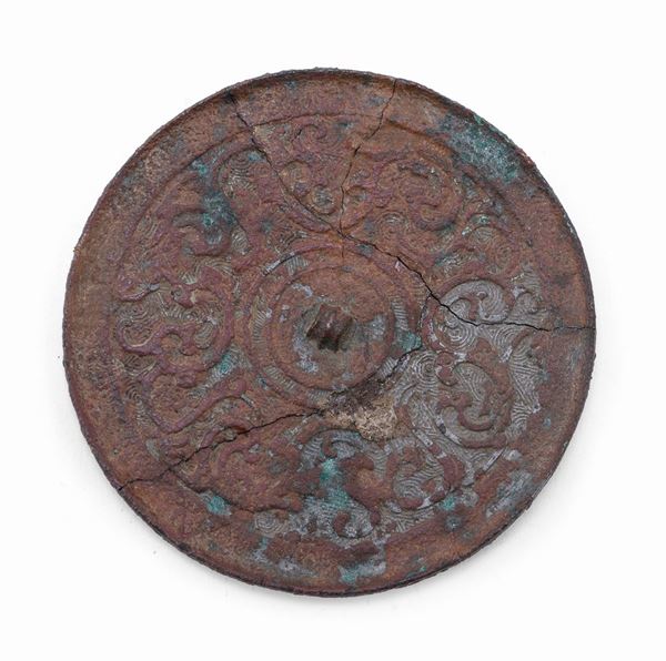 SPECCHIO IN BRONZO, CINA PERIODO DEGLI STATI COMBATTENTI (475 - 221 A.C.)