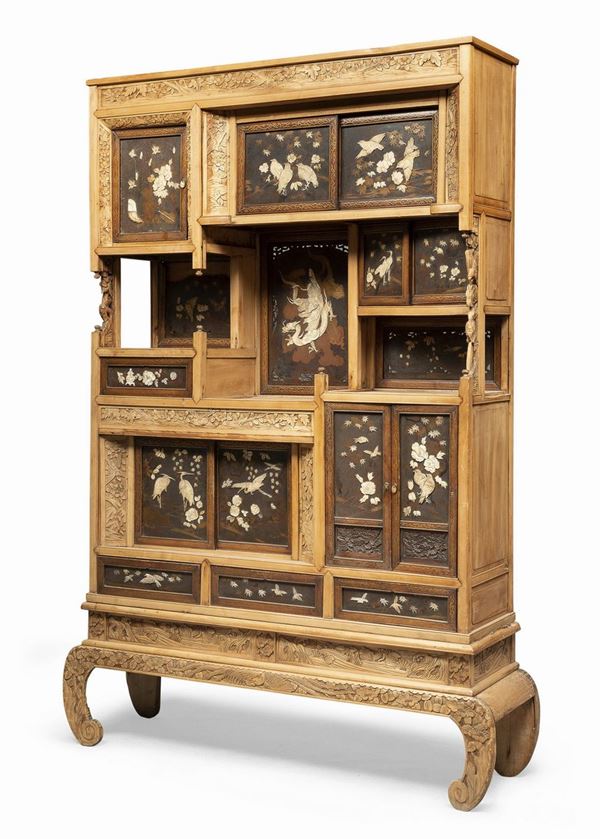 CREDENZA-STIPO IN SANDALO E TEAK, COREA XIX SECOLO