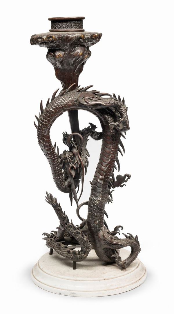 GRANDE INCENSIERE IN BRONZO A PATINA BRUNITA, GIAPPONE, FINE XIX- INZIO XX SECOLO