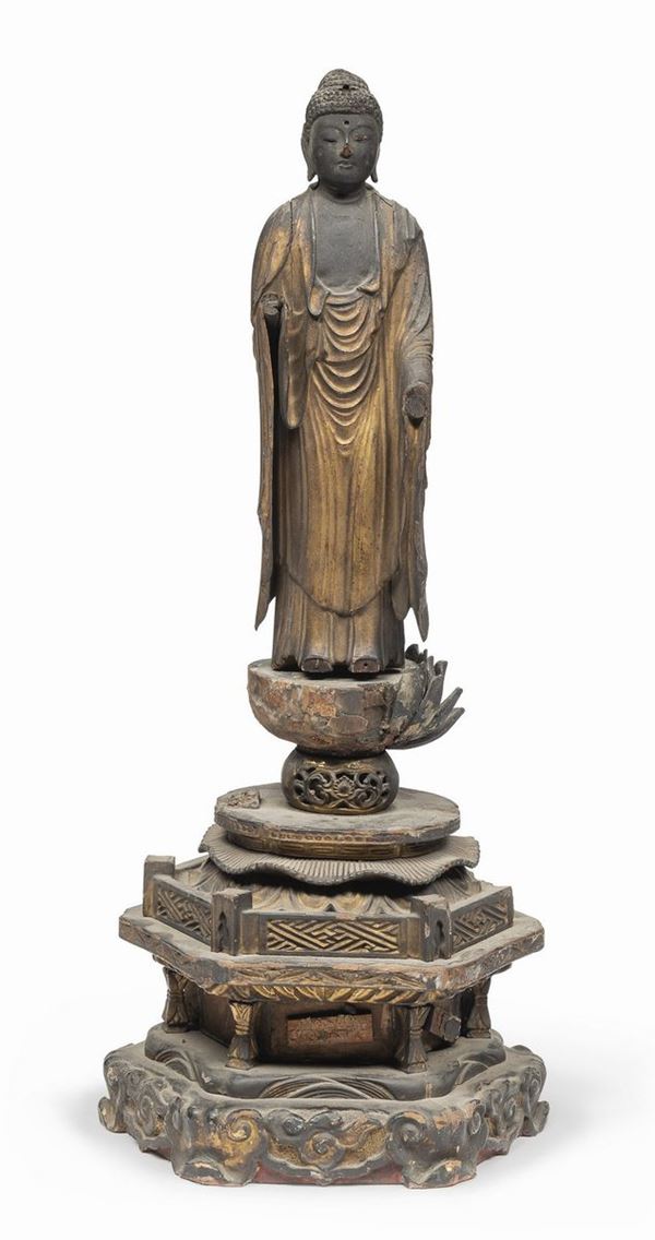 SCULTURA DI AMIDA NYORAI IN LEGNO, GIAPPONE XVIII SECOLO