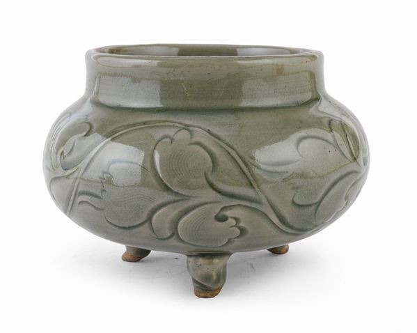 INCENSIERE IN CERAMICA LONGQUAN CELADON, CINA PRIMA MET&#193; XX SECOLO