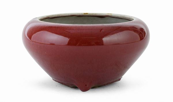 VASO IN PORCELLANA ROSSO RITUALE, CINA XX SECOLO