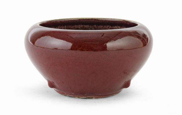 VASCHETTA IN PORCELLANA ROSSO RITUALE, CINA XX SECOLO